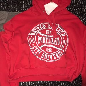 red crop too hoodie